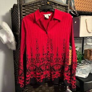 Fred David Red and Black Blouse